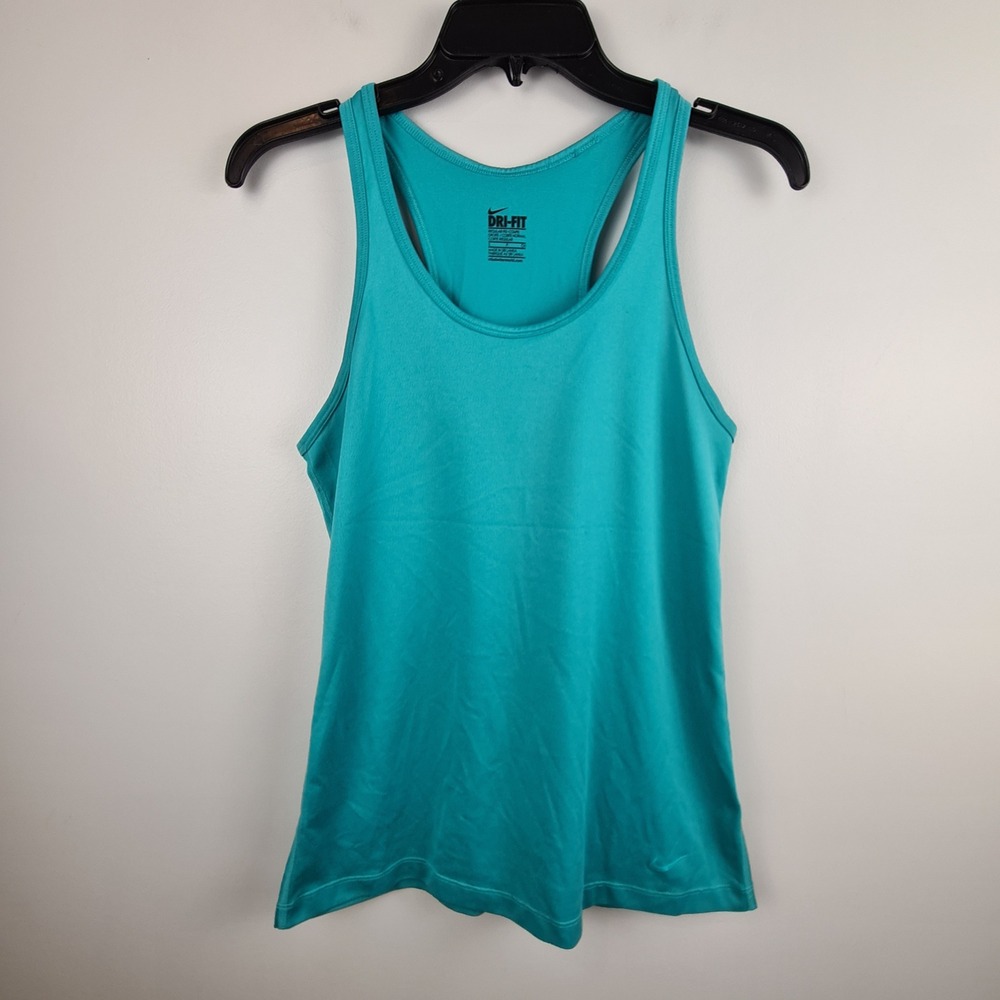Nike Dri-FIT Women Racerback Tank Top Teal Blue Small Lightweight Gym Workout